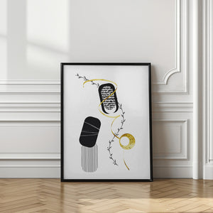 Art Prints of Black & White Abstract No. 1 | gold