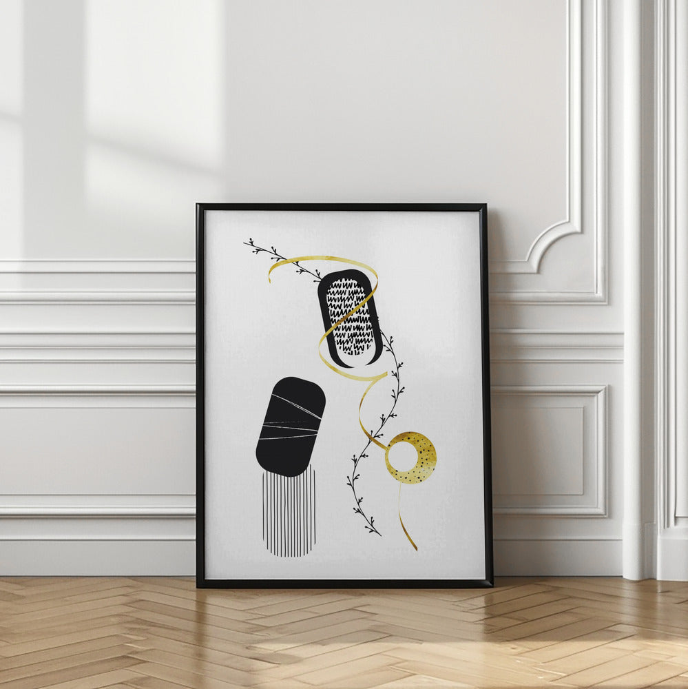 Art Prints of Black & White Abstract No. 1 | gold