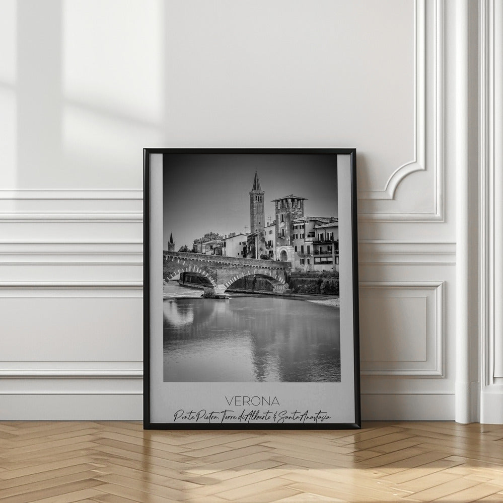 Art Prints of In focus: VERONA Ponte Pietra, Torre di Alberto & Santa Anastasia