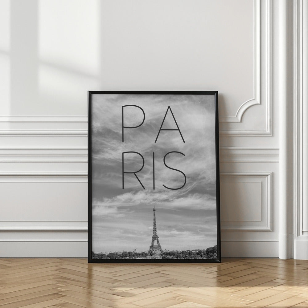 Art Prints of PARIS Eiffel Tower | Text & Skyline