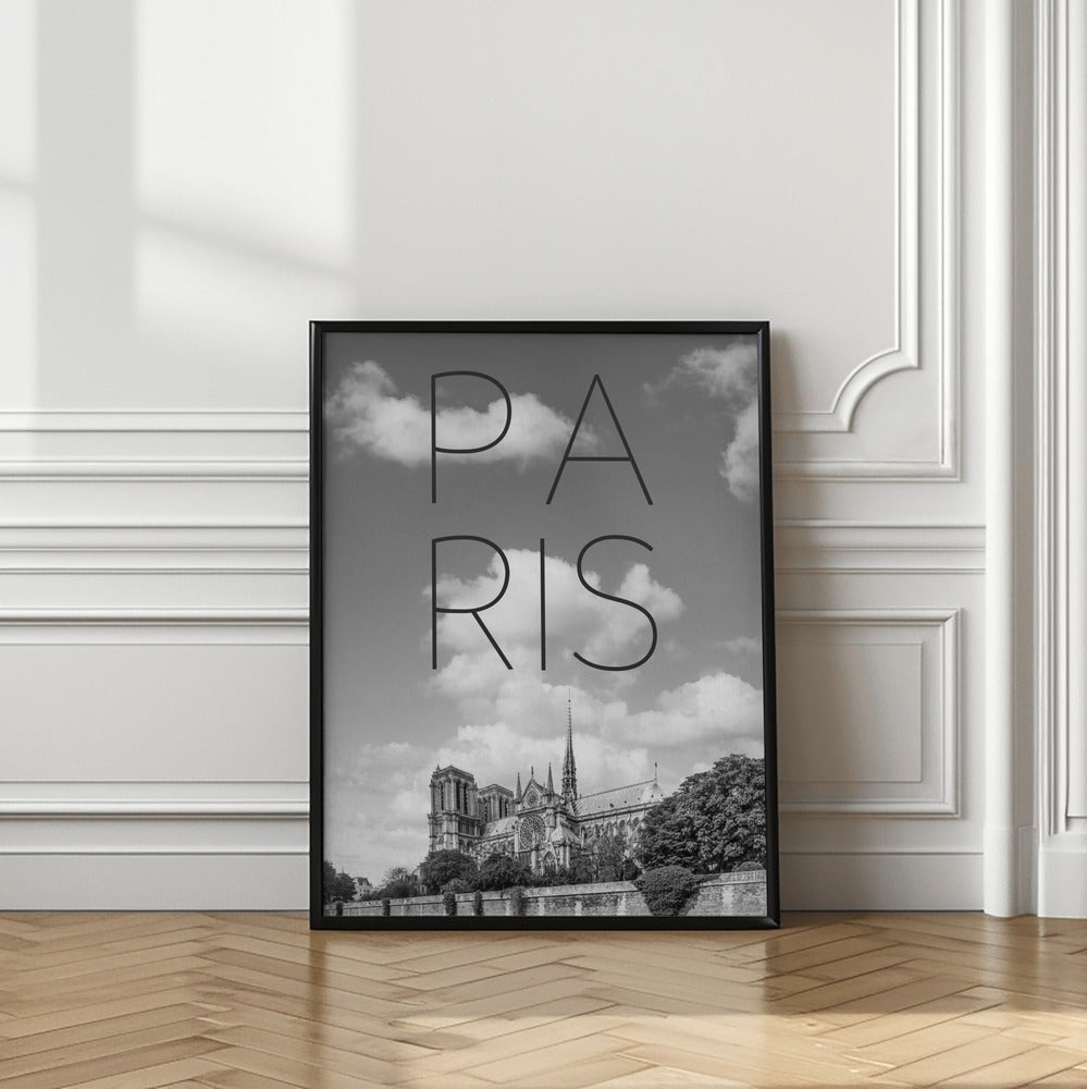 Art Prints of PARIS Cathedral Notre-Dame | Text & Skyline