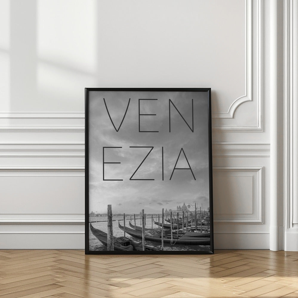 Art Prints of VENICE Gondolas & Santa Maria della Salute | Text & Skyline