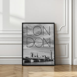 Art Prints of LONDON Westminster Bridge | Text & Skyline