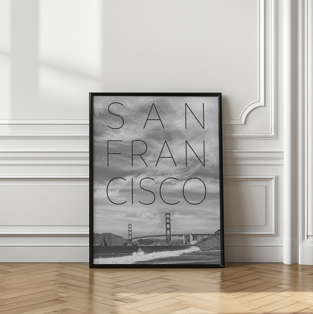 Art Prints of Golden Gate Bridge & Baker Beach | Text & Skyline