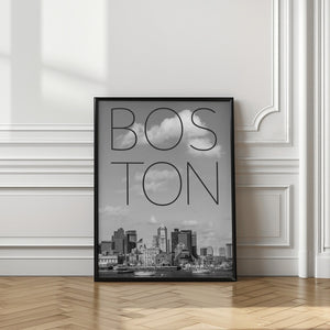Art Prints of BOSTON Skyline North End & Financial District | Text & Skyline