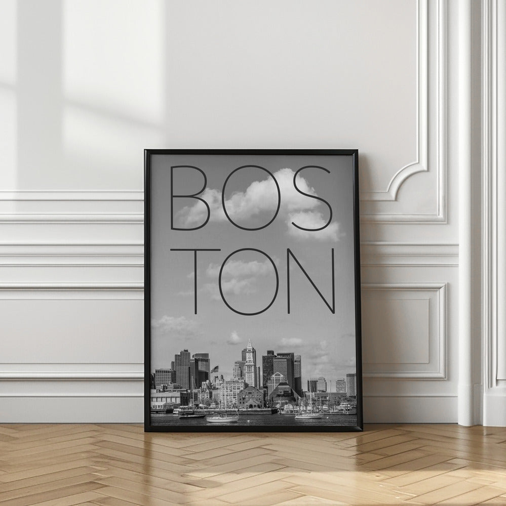 Art Prints of BOSTON Skyline North End & Financial District | Text & Skyline