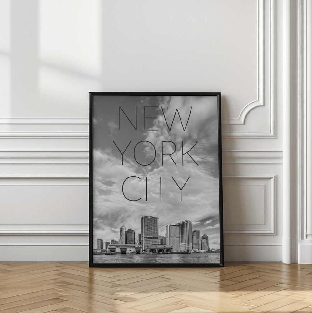 Art Prints of LOWER MANHATTAN and Whitehall Terminal | Text & Skyline