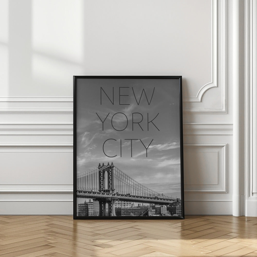 Art Prints of NYC Manhattan Bridge | Text & Skyline