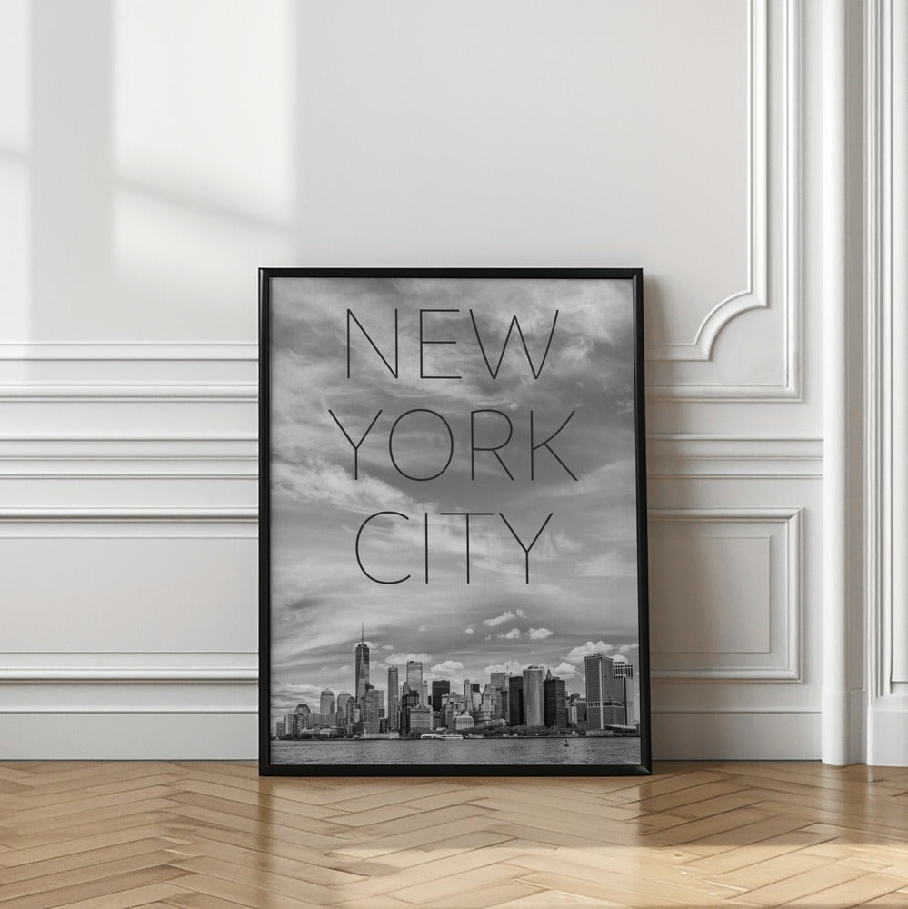 Art Prints of NYC Lower Manhattan & Hudson River | Text & Skyline