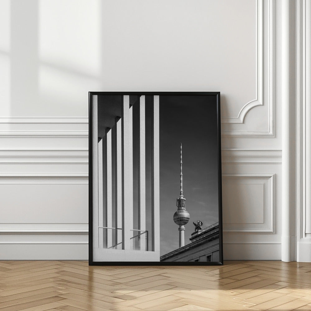 Art Prints of BERLIN MONOCHROME Television Tower & Museum Island