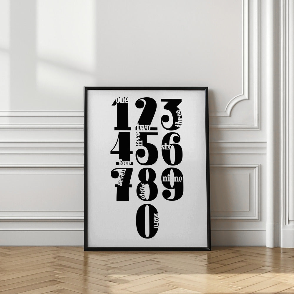 Art Prints of Numbers White