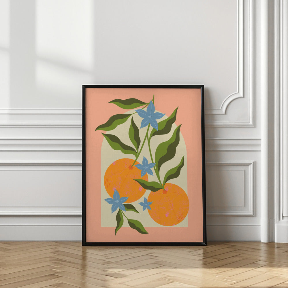 Art Prints of Orange Branch with Flowers
