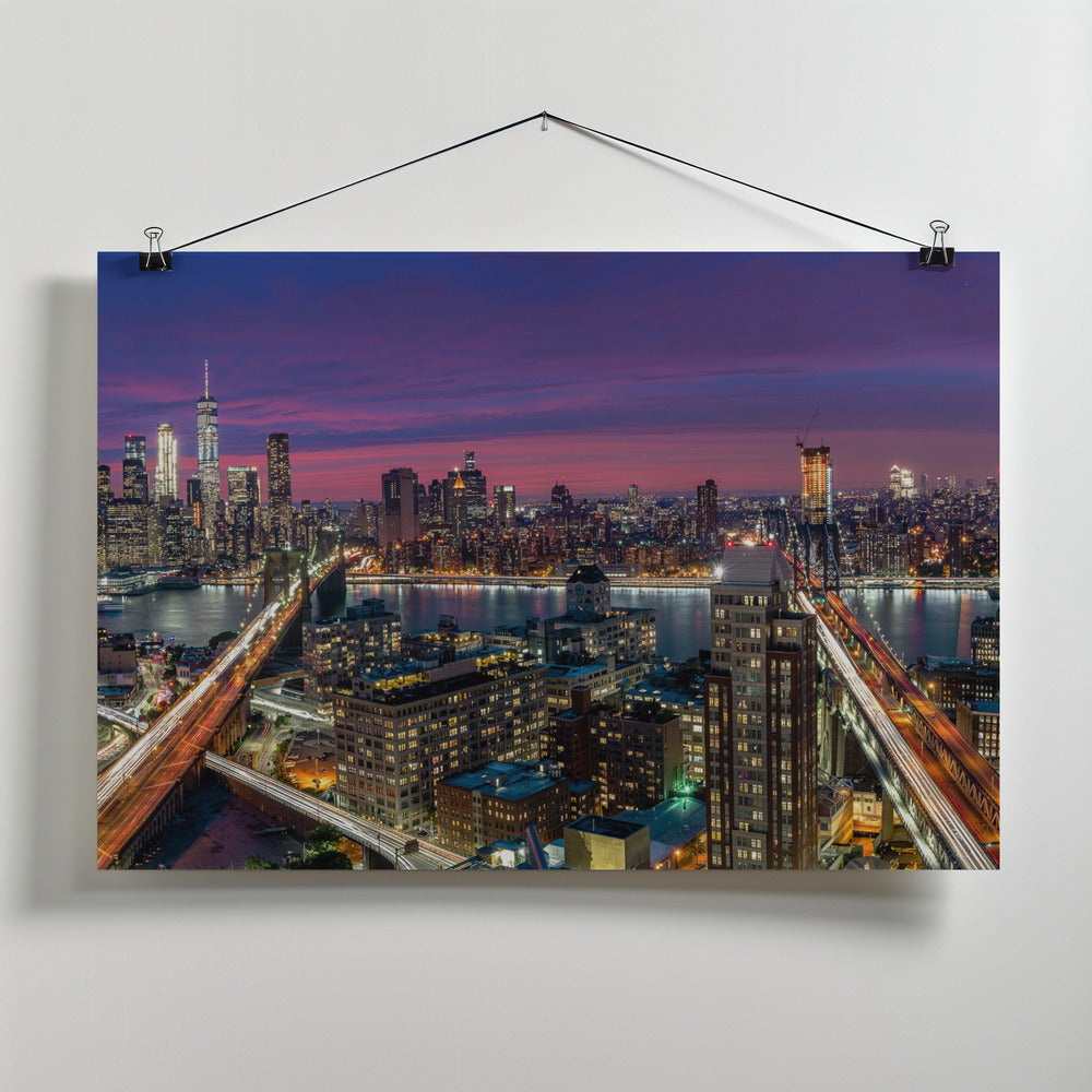 Art Prints of Manhattan skyline during beautiful sunset