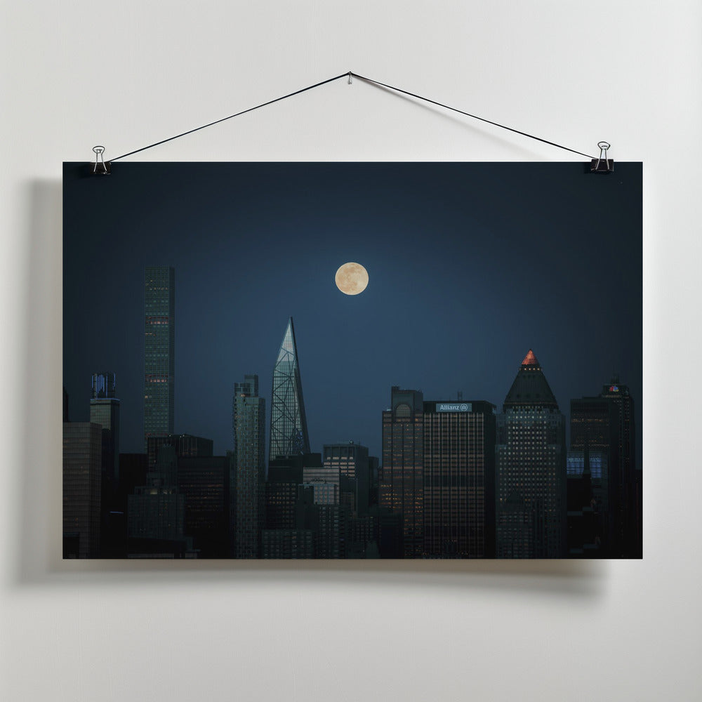 Art Prints of Super-moon over Manhattan