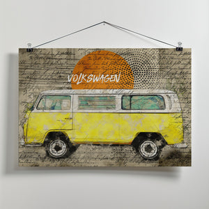 Art Prints of volkswagen vw combi yellow