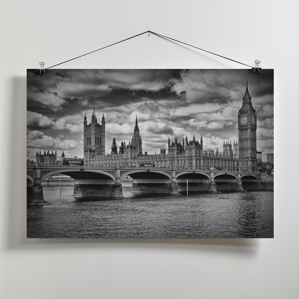 Art Prints of LONDON Houses of Parliament & Westminster Bridge