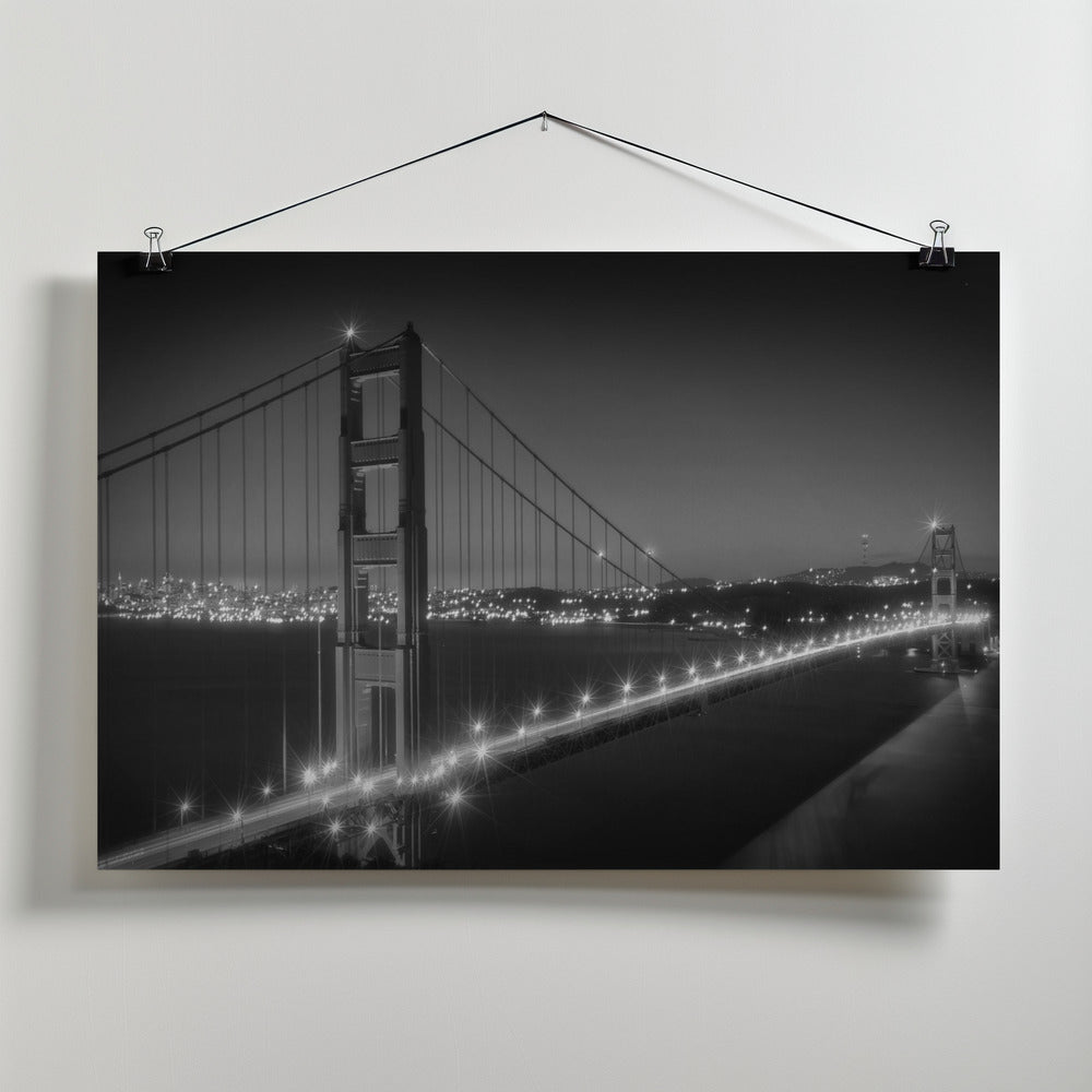 Art Prints of Monochrome Cityscape of Golden Gate Bridge