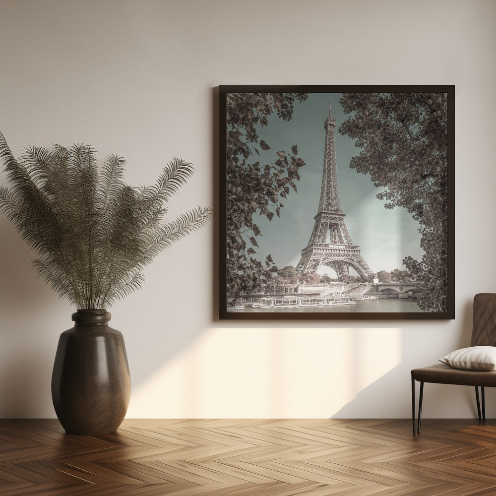 Art Prints of PARIS Eiffel Tower & River Seine | urban vintage style