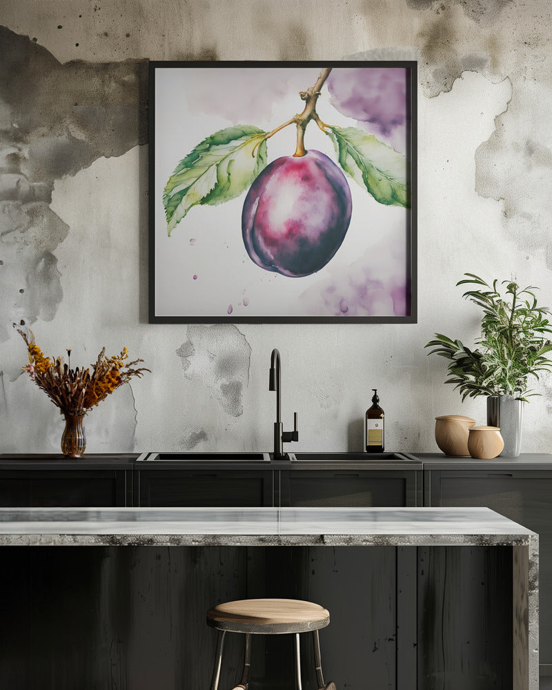 Pflaume, Aquarell, ink