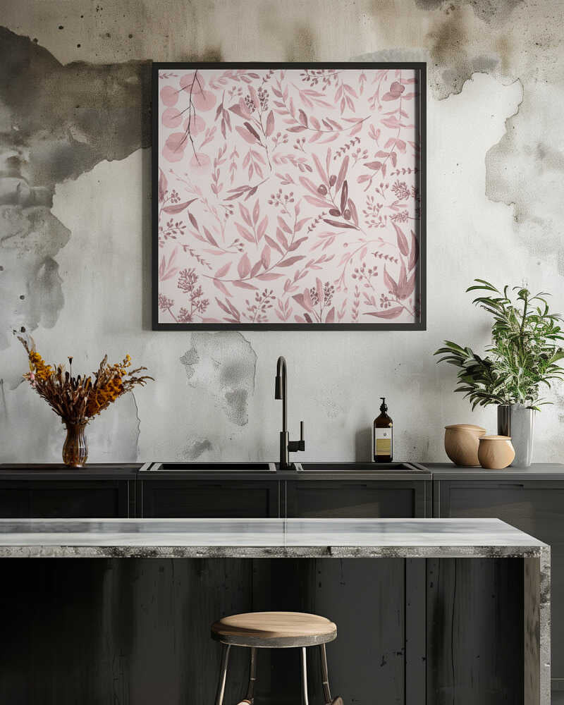 Eucalyptus Leaves Pattern Light Pink