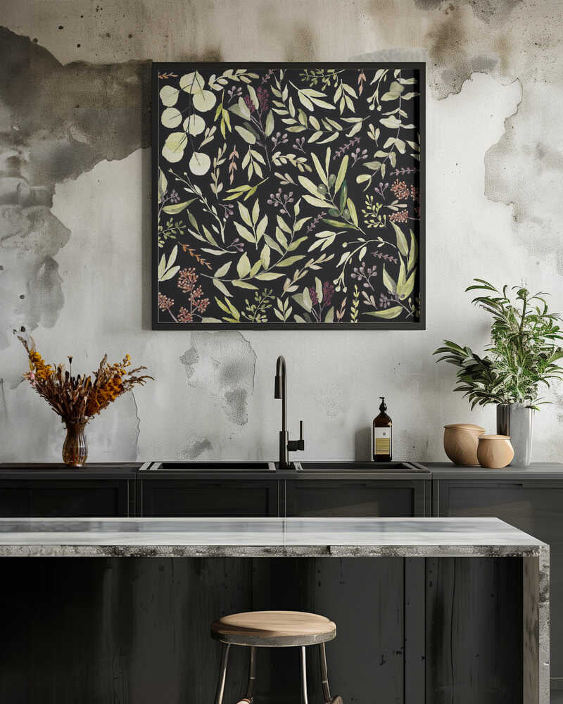 Eucalyptus Leaves Pattern Dark Yellow