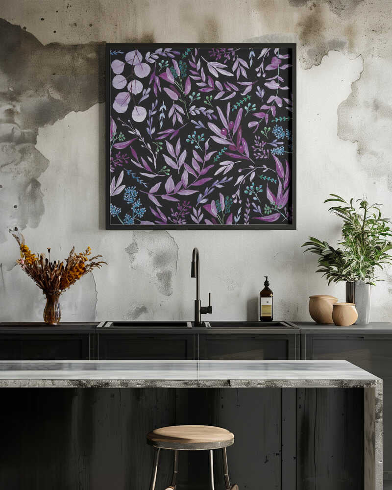 Eucalyptus Leaves Pattern Dark Purple