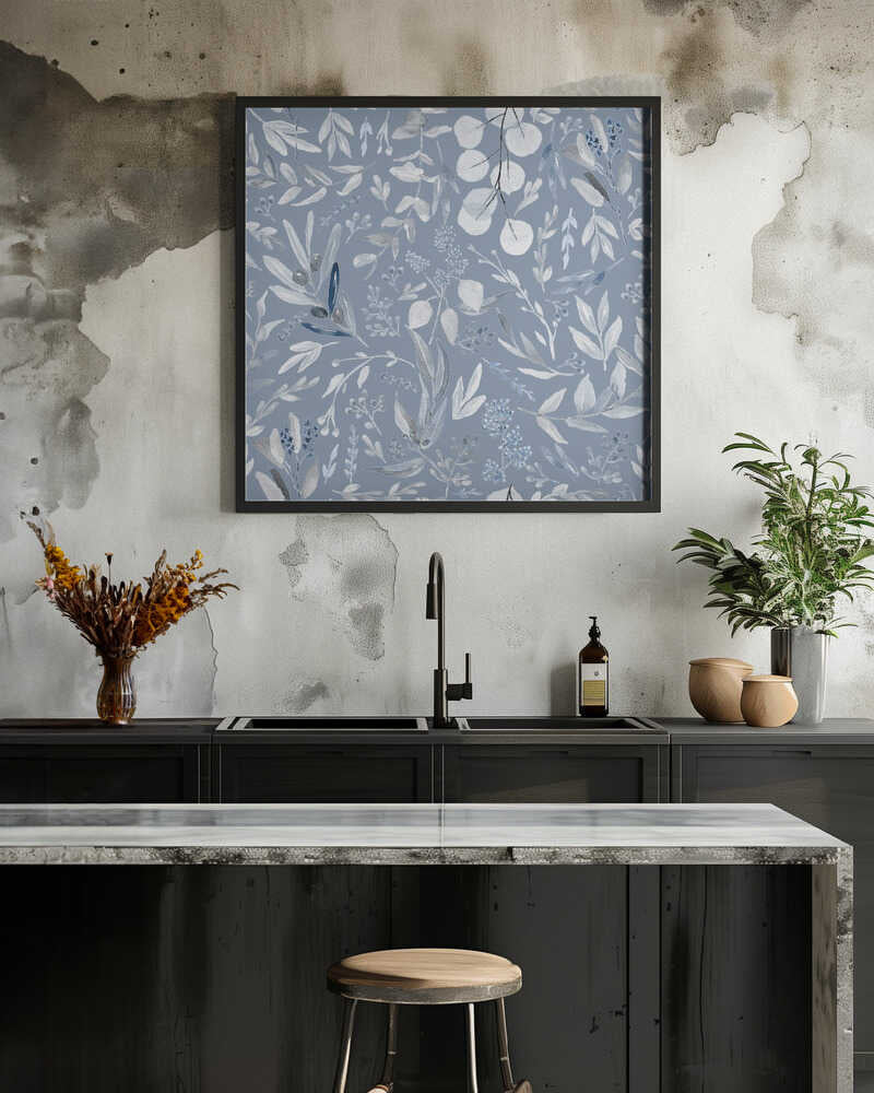 Eucalyptus Leaves Pattern Light Blue