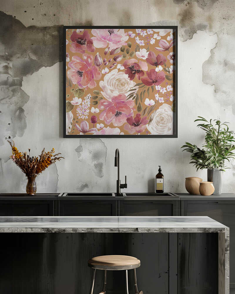 Floral Chaos Watercolor Pattern Orange