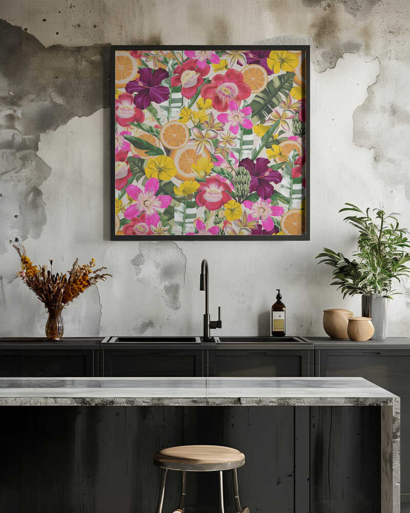 Flowes and Fruits Pattern Black