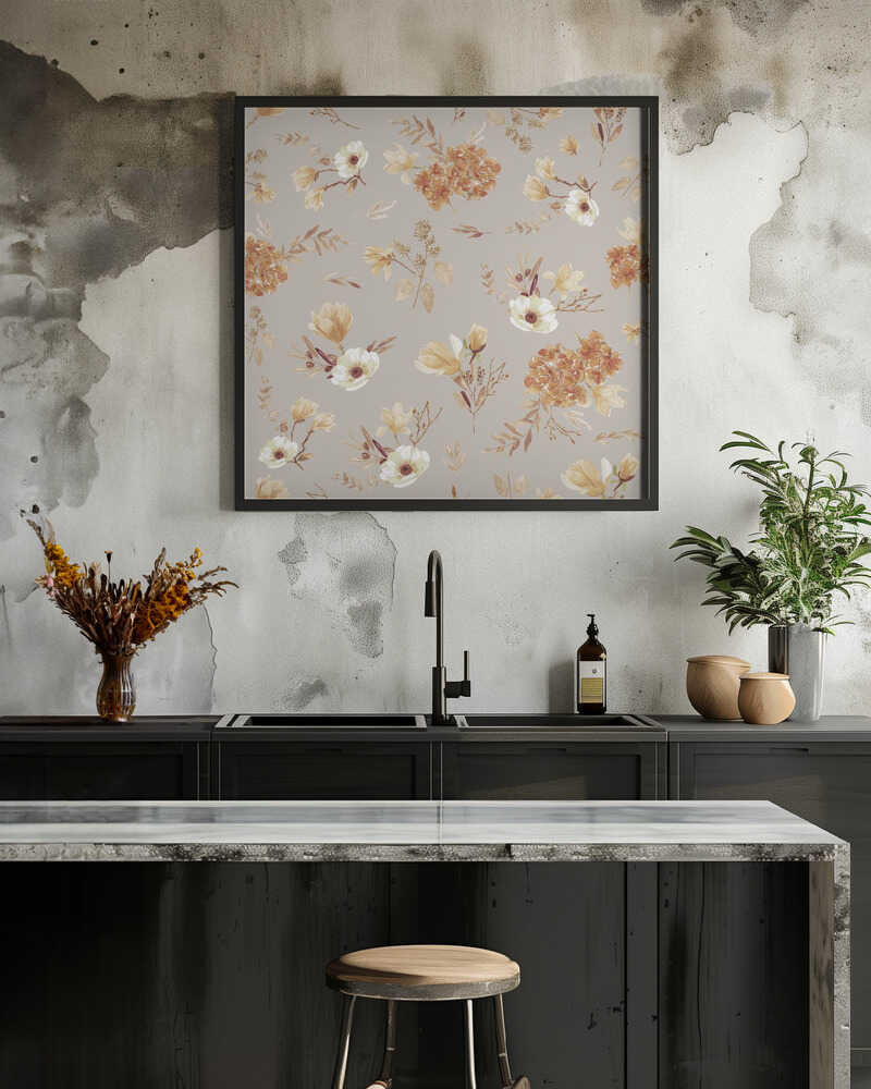 Floral Bouquets Pattern Sepia