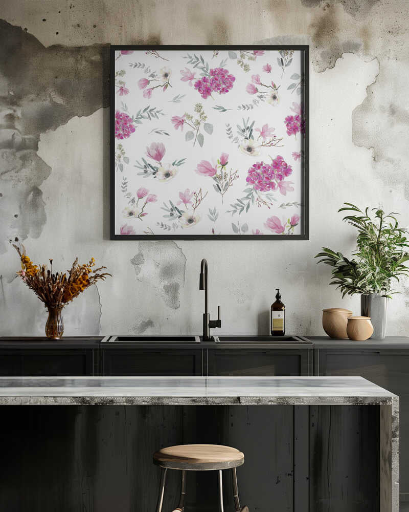 Floral Bouquets Pattern Pink and White