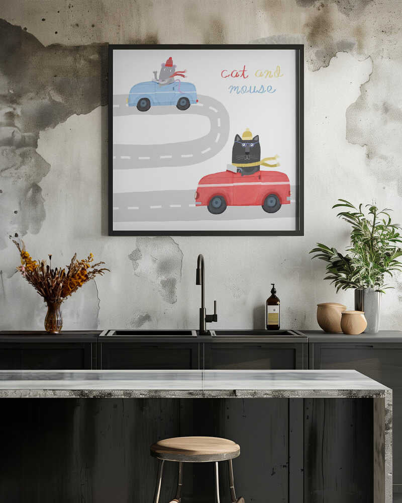 Cat and Mouse, Cute Illustration by Carla Daly