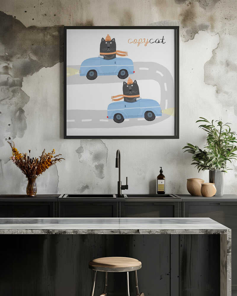 Copycat, Two Twin Cats Driving a Car by Carla Daly