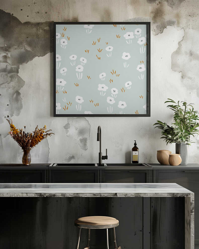 Minimalistic Wildflower Meadow Mint Pattern