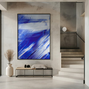 Art Prints of White on Blue Brush Strokes