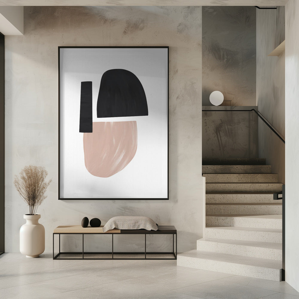Art Prints of Black and Nude Abstract Shapes