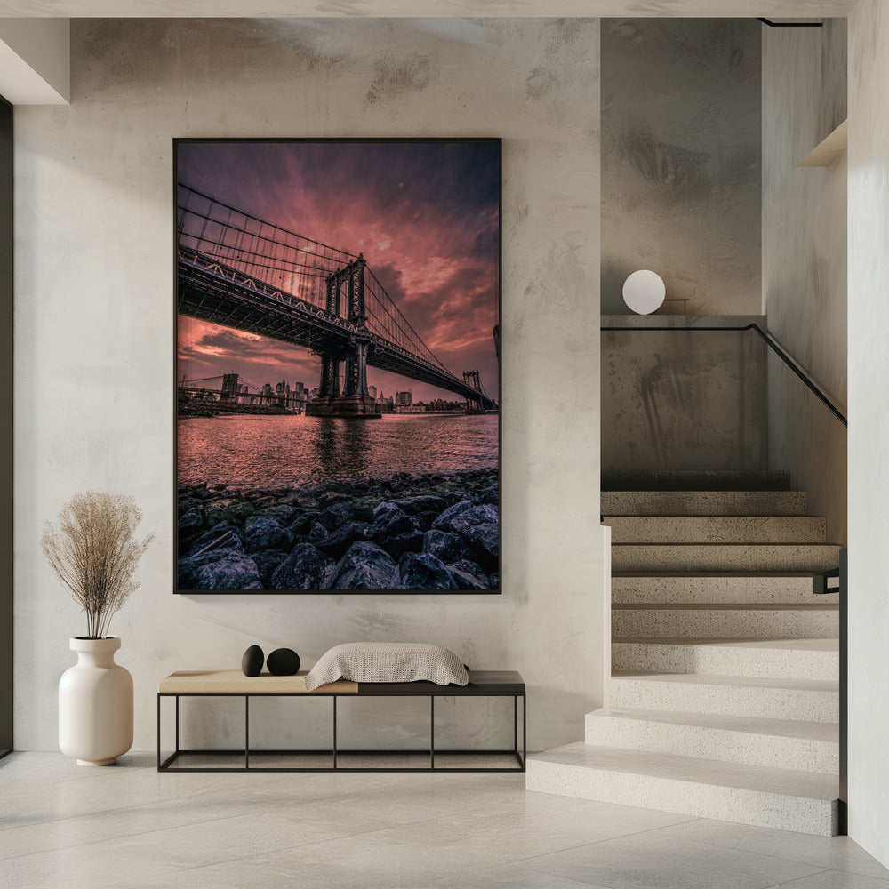 Art Prints of Manhattan Bridge Wide Angle