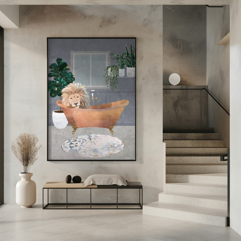 Canvas Art Print Leo Lion in Copper Bath
