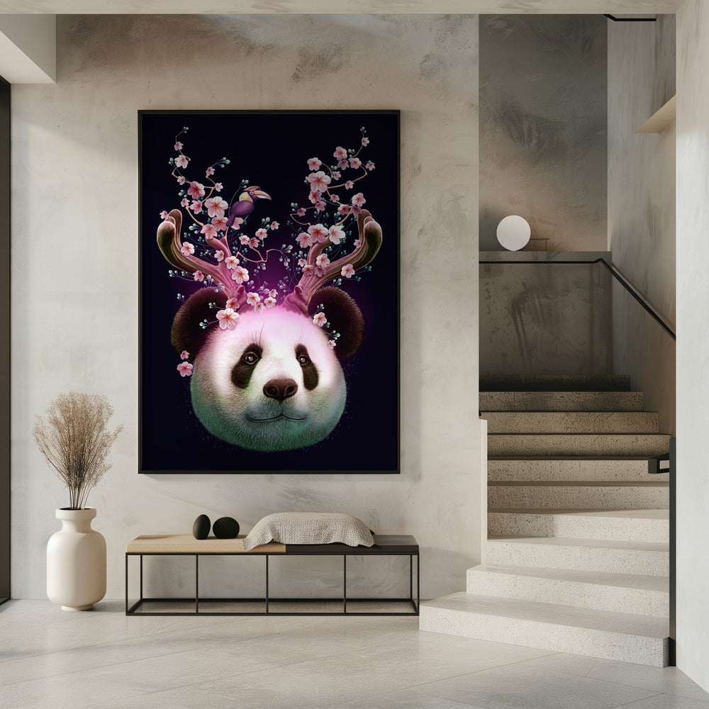 Canvas Art Print panda horns up