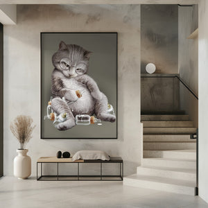Canvas Art Print greedy cat