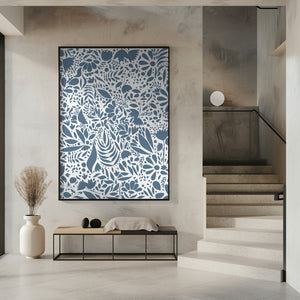 Art Prints of Scandi blue white pattern 2
