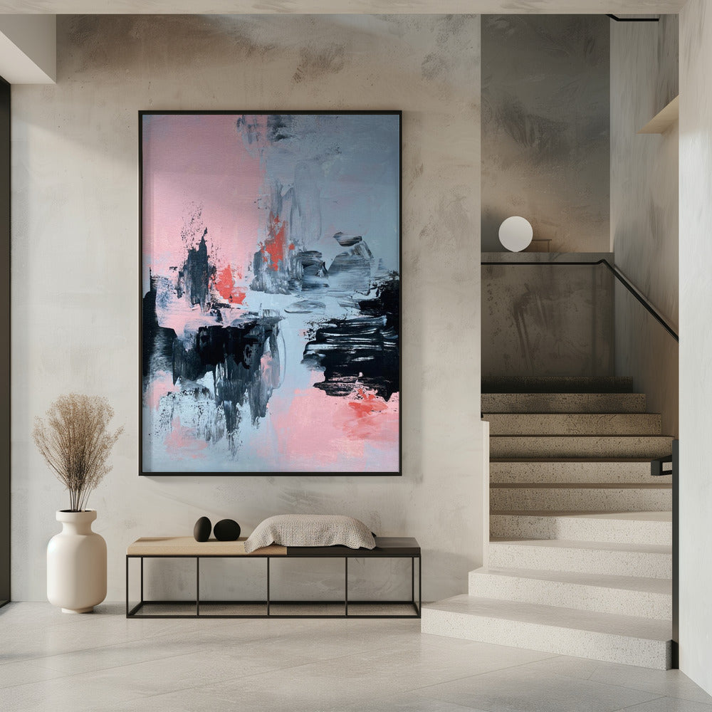 Art Prints of Pink and Grey Abstract 2