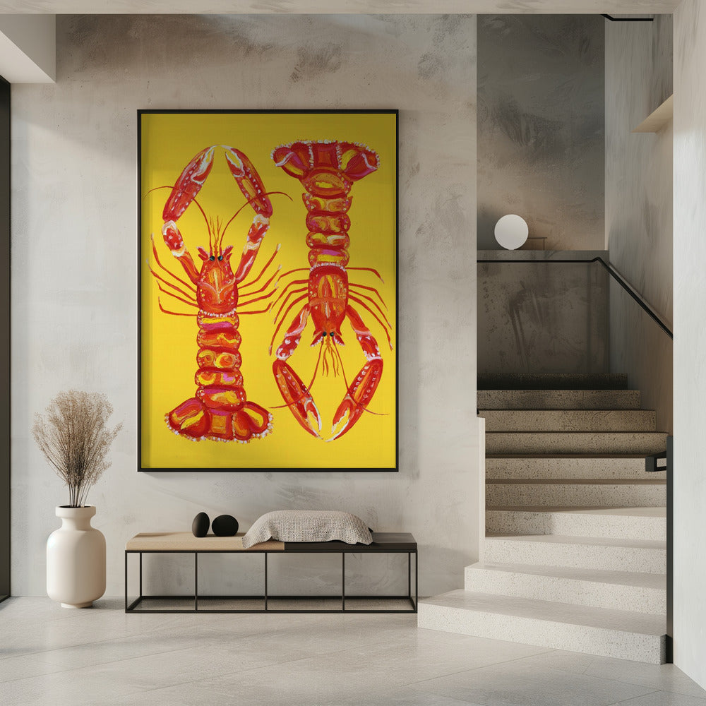Art Prints of Langoustines On Yellow