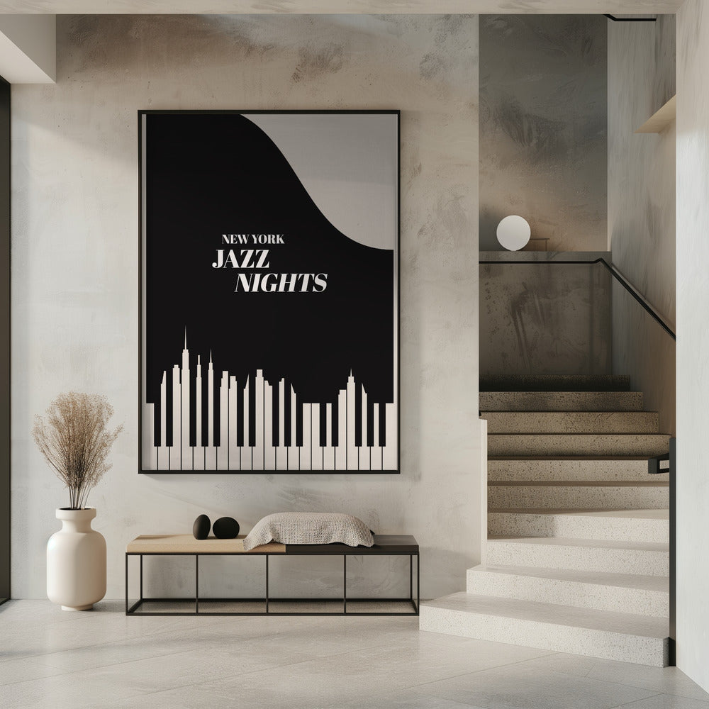 Art Prints of Jazz Nights Nyc   Black