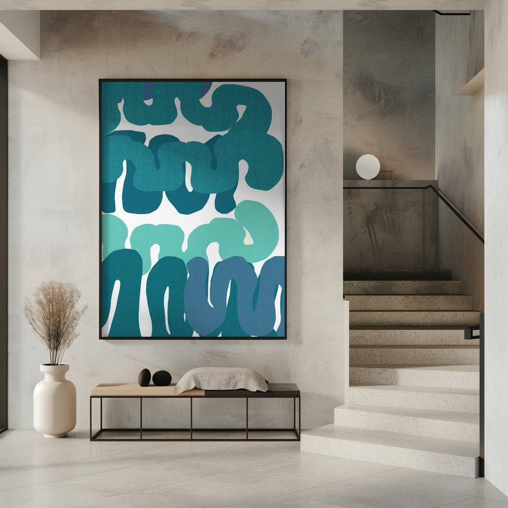 Art Prints of Blue Squiggles 3