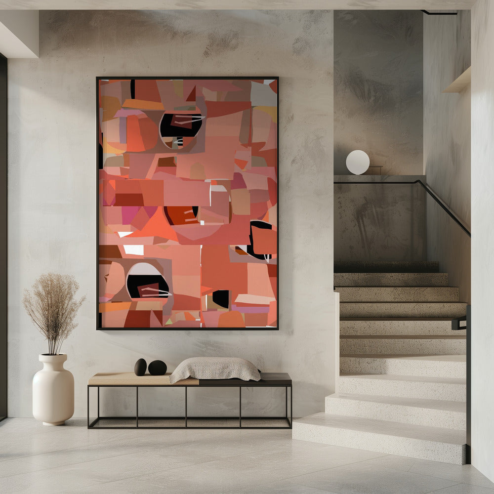 Art Prints of Deep Pink Geometric Shapes 4