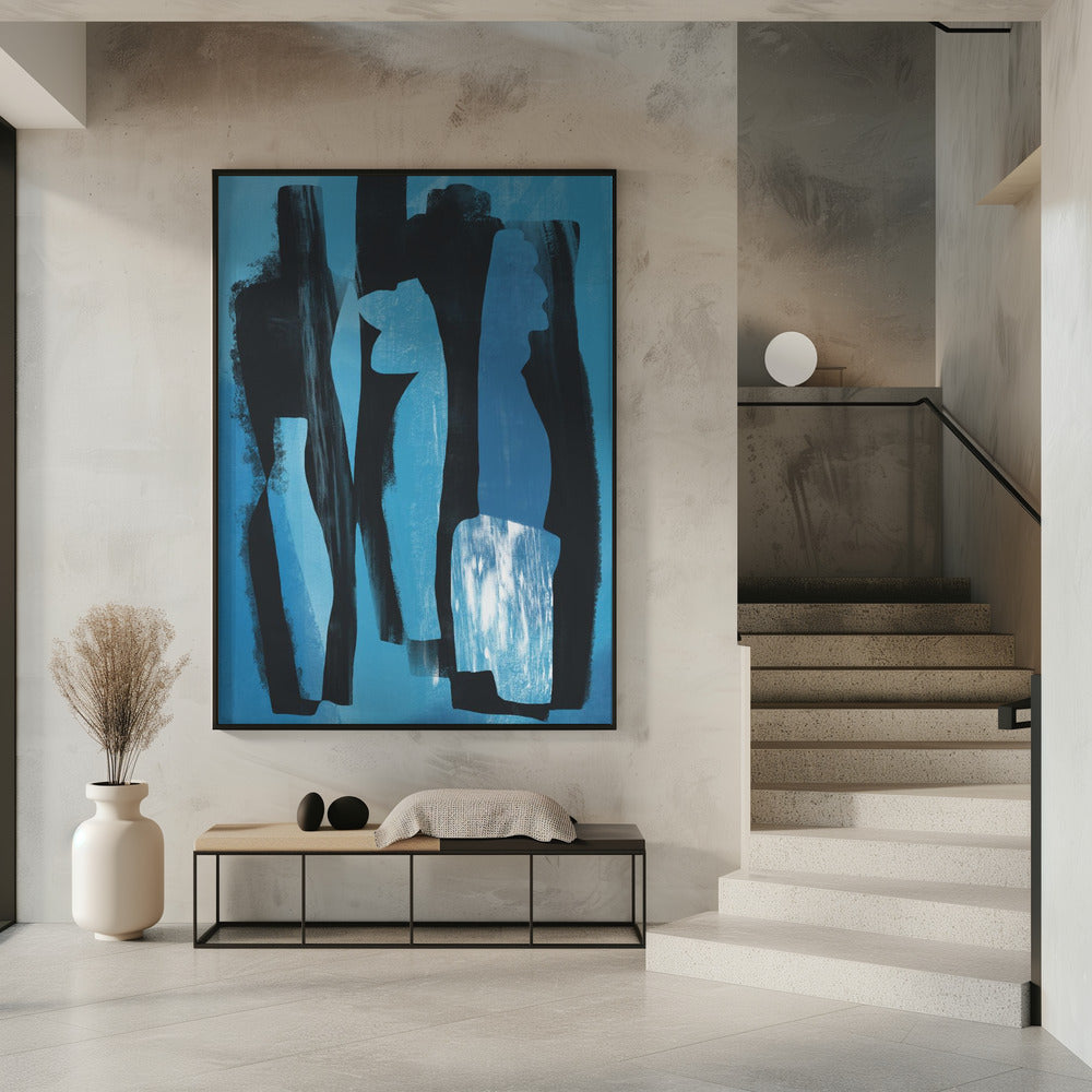 Art Prints of Stii life Vases silhouette in blue Art Print