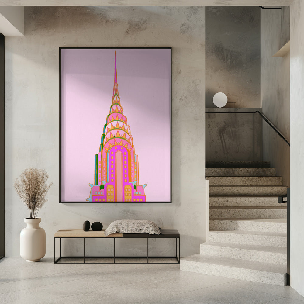 Art Prints of New York Skyscraper (Strawberry Mint)