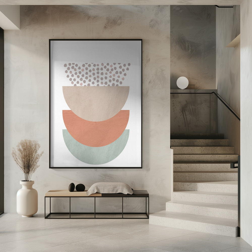 Art Prints of Orange and Green Shapes 1