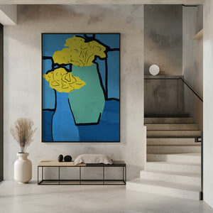 Art Prints of Blue and yellow still life arrangement